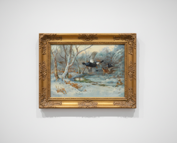 Black Grouse In Flight In A Winter Woodland by Archibald Thorburn Original Oil Painting Reproduction - GFM Painting