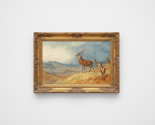 Red Deer In A Highland Landscape by Archibald Thorburn Original Oil Painting Reproduction - GFM Painting