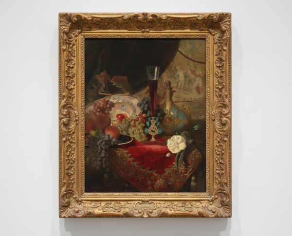 Still Life with Fruit and Venetian Glass on a Table by Blaise Alexandre Desgoffe Original Oil Painting Reproduction - GFM Painting