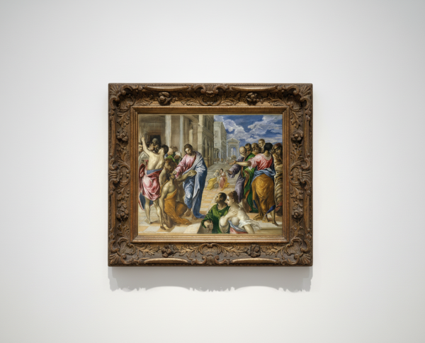 Christ healing the blind man by Doménikos Theotokópoulos Original Oil Painting Reproduction - GFM Painting