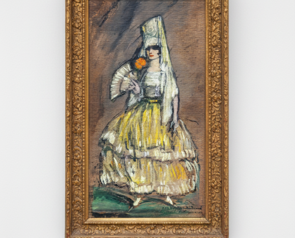 'Manola' with Mantilla and Fan by Federico Beltran Masses Original Oil Painting Reproduction - GFM Painting