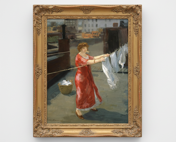 Red Kimono on the Roof by Ashcan School Original Oil Painting Reproduction - GFM Painting