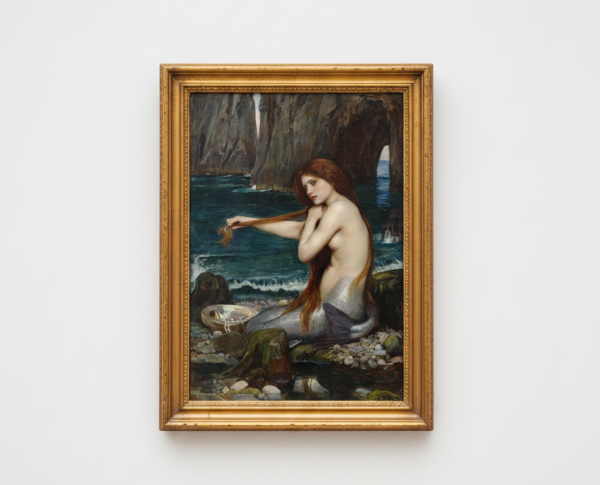 A Mermaid 1900 by Pre-Raphaelites Original Oil Painting Reproduction - GFM Painting