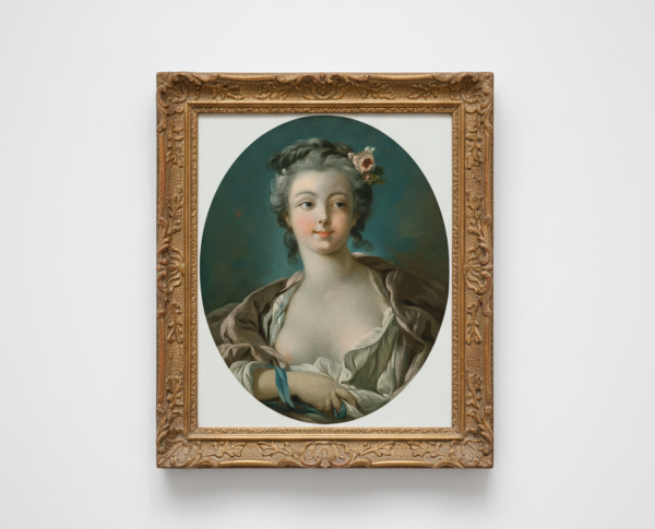 Young Woman with Flowers in Her Hair  wrongly called Portrait of Madame Boucher by Francois Boucher Original Oil Painting Reproduction - GFM Painting