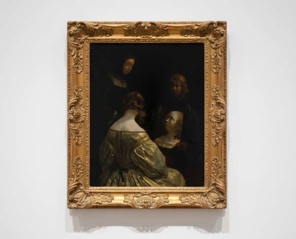 Woman at a Mirror by Gerard Terborch Original Oil Painting Reproduction - GFM Painting