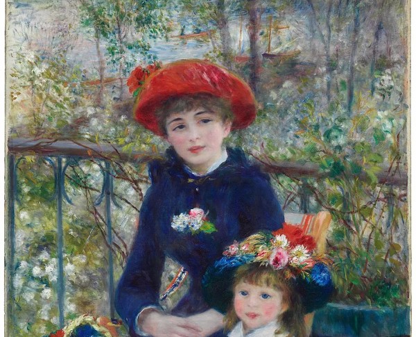 Two Sisters Aka On The Terrace by Pierre Auguste Renoir Original Oil Painting - GFM Painting