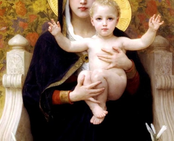 La Vierge au Lys (The Virgin of the Lilies) by William-Adolphe Bouguereau Original Oil Painting - GFM Painting