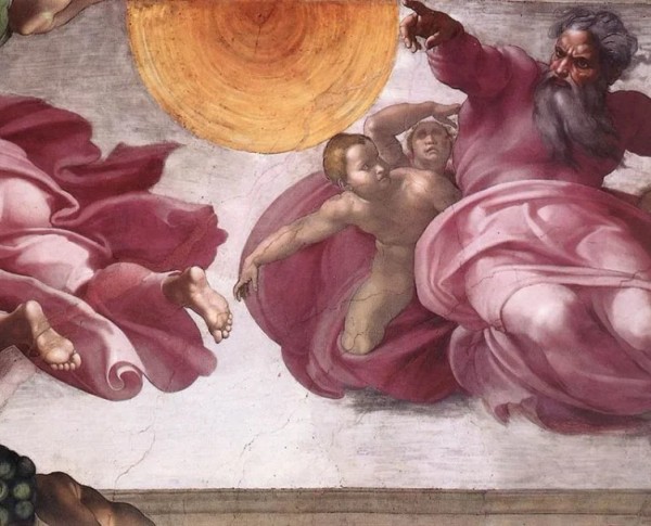 The Creation of the Sun, Moon and Planets by Michelangelo Buonarroti Original Oil Painting - GFM Painting