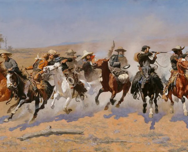 A Dash for the Timber by Frederic Remington Original Oil Painting - GFM Painting