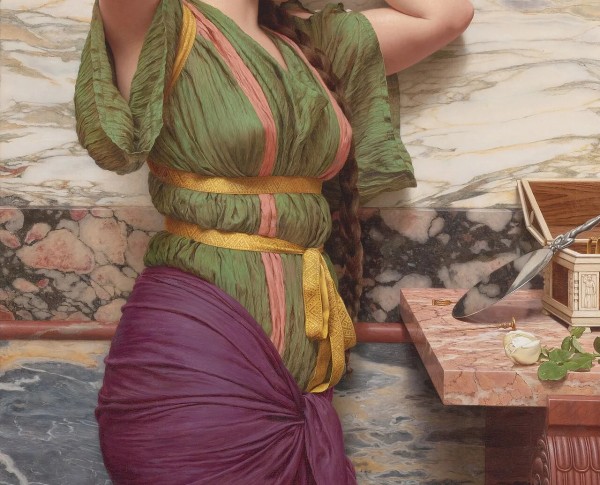 A Fair Reflection by John William Godward Original Oil Painting - GFM Painting