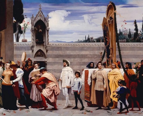 Cimabue's Celebrated Madonna by Lord Frederick Leighton Original Oil Painting - GFM Painting