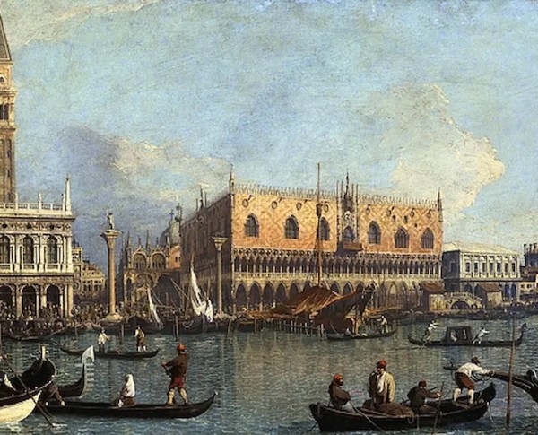 Ducal Palace, Venice, c.1755 by Giovanni Antonio Canal (Canaletto) Original Oil Painting - GFM Painting