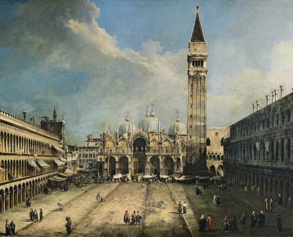 The Piazza San Marco in Venice by Giovanni Antonio Canal (Canaletto) Original Oil Painting - GFM Painting