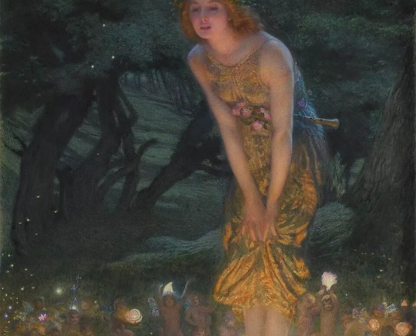 Midsummer Eve by Edward Robert Hughes R.W.S. Original Oil Painting - GFM Painting