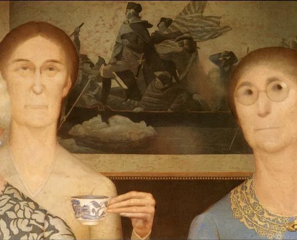 Daughters of Revolution by Grant Wood Original Oil Painting - GFM Painting