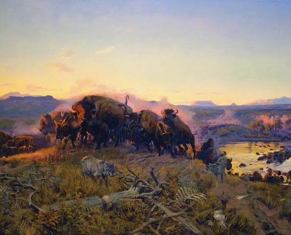 When the Land Belonged to God by Charles Marion Russell Original Oil Painting - GFM Painting