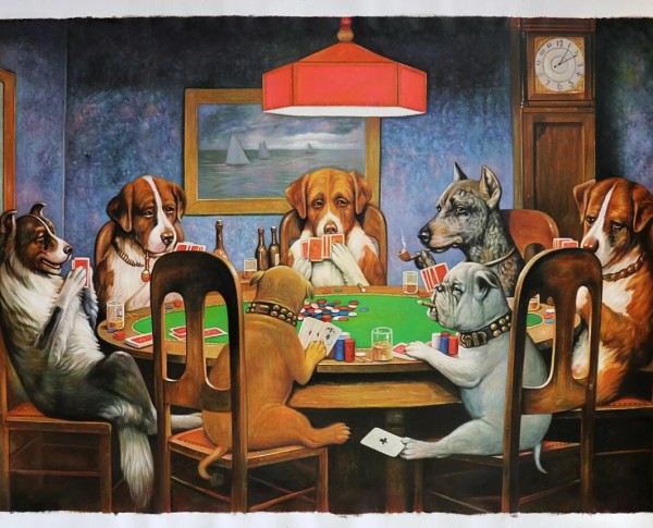Dogs Playing Poker by Cassius Marcellus Coolidge Original Oil Painting - GFM Painting