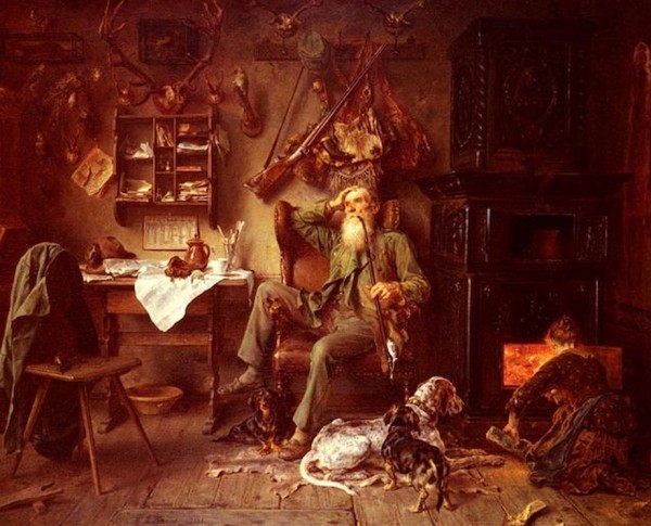 A Forester at Home by Ludwig Knaus Original Oil Painting - GFM Painting