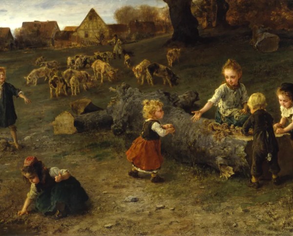 Mud Pies by Ludwig Knaus Original Oil Painting - GFM Painting