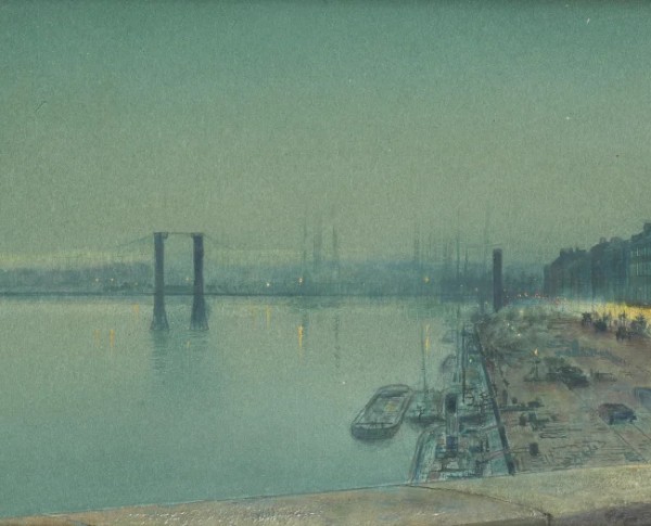 Quai de Paris, Rouen by John Atkinson Grimshaw Original Oil Painting - GFM Painting