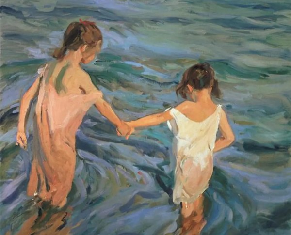 Children in the Sea, 1909 by Joaquín Sorolla y Bastida Original Oil Painting - GFM Painting