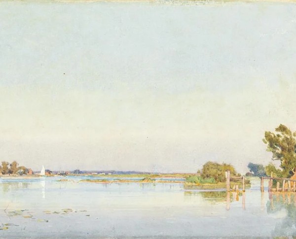 Christ Church Ferry by Frederick George Cotman Original Oil Painting - GFM Painting