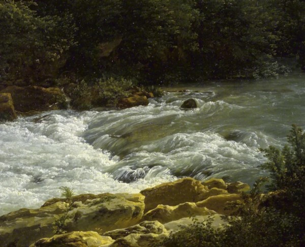 Running Stream at San Cosimato by Jean-Joseph-Xavier Bidauld Original Oil Painting - GFM Painting