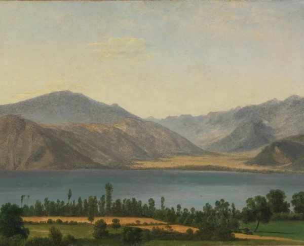 Lake Fucino and the Abruzzi Mountains by Jean-Joseph-Xavier Bidauld Original Oil Painting - GFM Painting