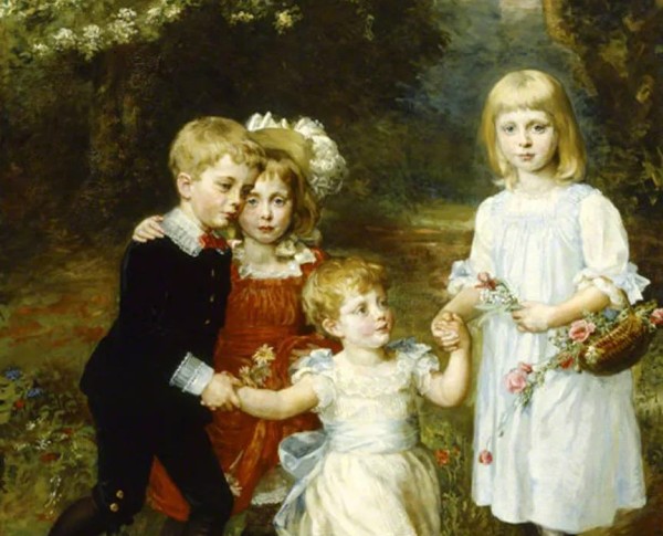 The Four Elder Agar-Robartes Children by Anna Lea Merritt Original Oil Painting - GFM Painting