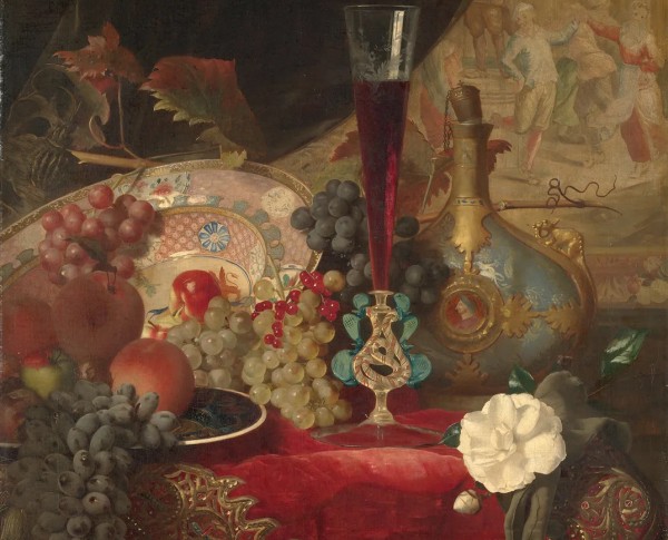 Still Life with Fruit and Venetian Glass on a Table by Blaise Alexandre Desgoffe Original Oil Painting - GFM Painting