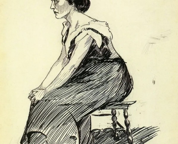 Study of a Seated Woman by Edward Hopper Original Oil Painting - GFM Painting