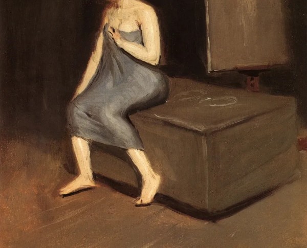 Model in Towel, Sitting on Box by Edward Hopper Original Oil Painting - GFM Painting