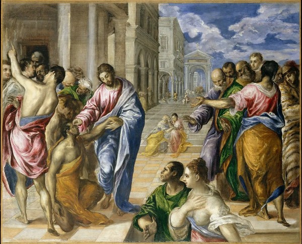Christ healing the blind man by Doménikos Theotokópoulos Original Oil Painting - GFM Painting