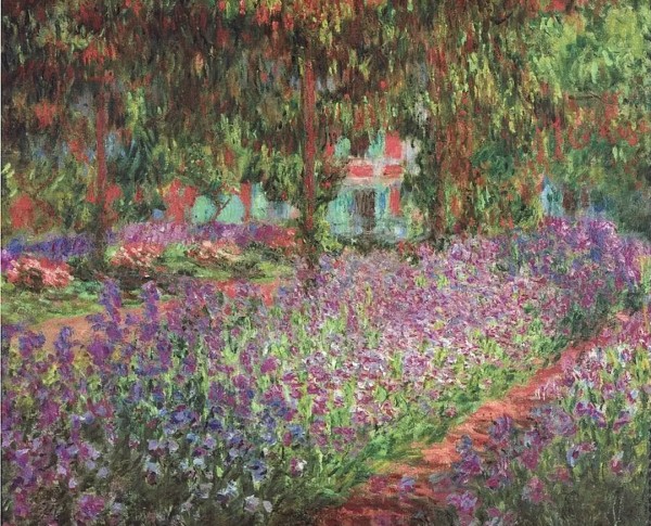 Irises In Monets Garden by Impressionism Original Oil Painting - GFM Painting