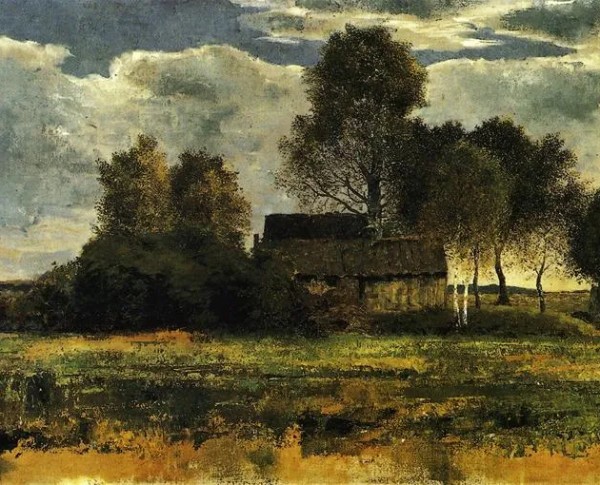 Cottages on the Dachau Marsh by Franz Marc Original Oil Painting - GFM Painting