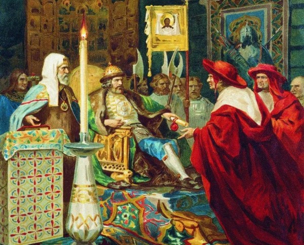 Prince Alexander Nevsky Receiving Papal Legates by Henryk Siemiradzki Original Oil Painting - GFM Painting