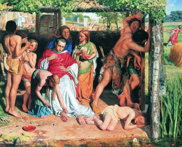 A Converted British Family Sheltering a Christian Priest from the Persecution of the Druids by William Holman Hunt Original Oil Painting - GFM Painting