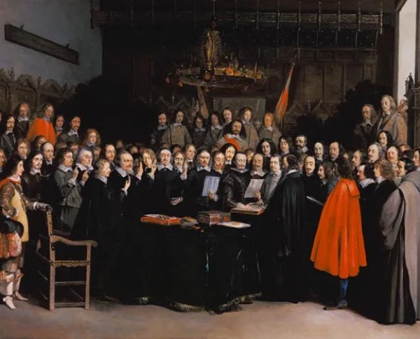 The Swearing of the Oath of Ratification of the Treaty of Munster by Gerard Terborch Original Oil Painting - GFM Painting