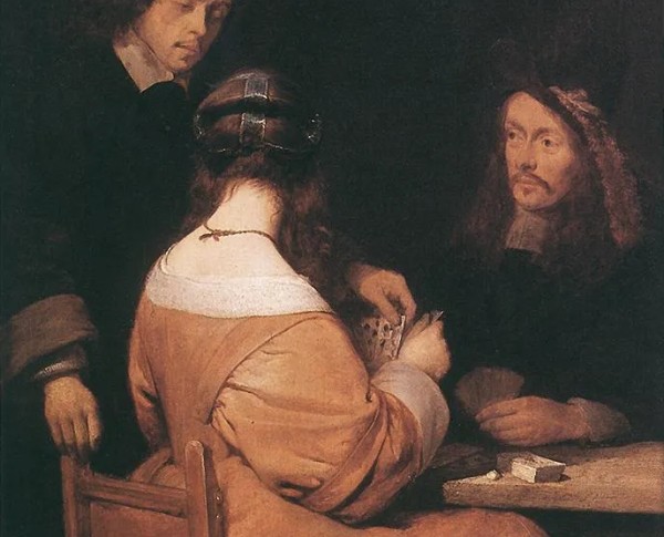 Card Players by Gerard Terborch Original Oil Painting - GFM Painting