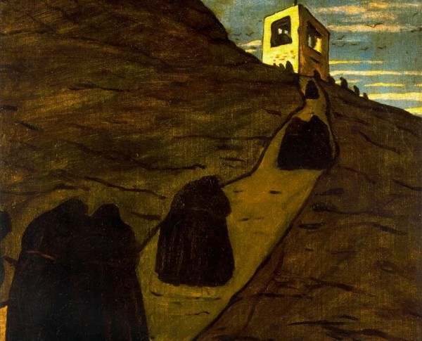 Climb to the monastery by Giorgio de Chirico Original Oil Painting - GFM Painting