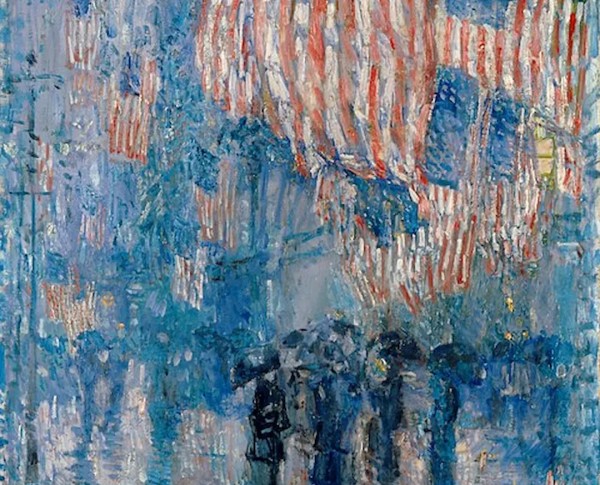 The Avenue in the Rain by American Impressionism Original Oil Painting - GFM Painting