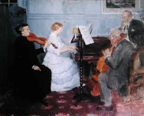 Chamber Music Concert by Belle Époque Original Oil Painting - GFM Painting