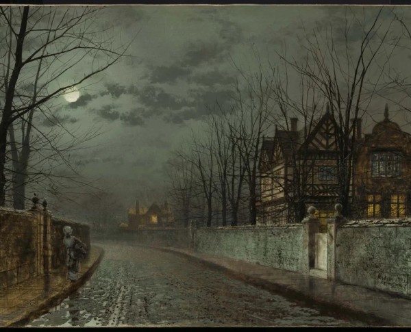 Old English House by Moonlight by Aestheticism Original Oil Painting - GFM Painting