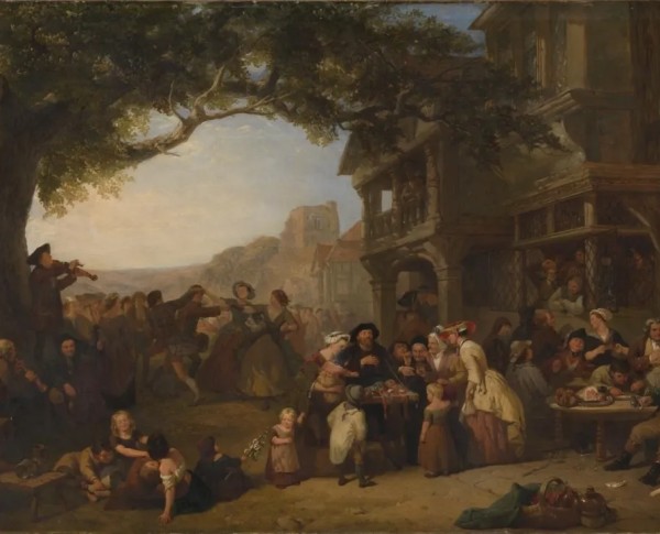 The Village Holiday by Victorian Academic Art Original Oil Painting - GFM Painting