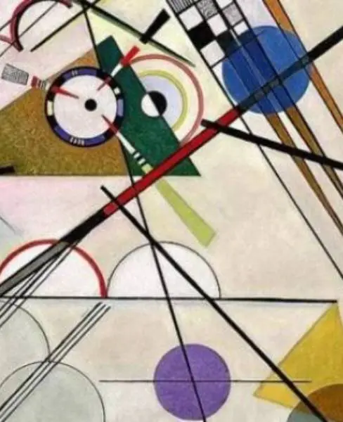 Hand-painted oil reproduction of Composition VIII by Wassily Kandinsky – abstract geometric shapes and vibrant colours
