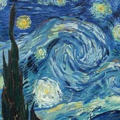 Hand-painted oil reproduction of Starry Night by Vincent van Gogh – swirling night sky over village with vibrant stars and expressive brushstrokes