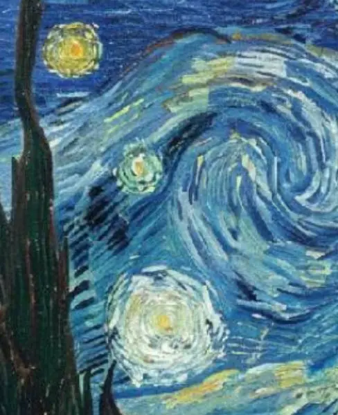 Hand-painted oil reproduction of Starry Night by Vincent van Gogh – swirling night sky over village with vibrant stars and expressive brushstrokes